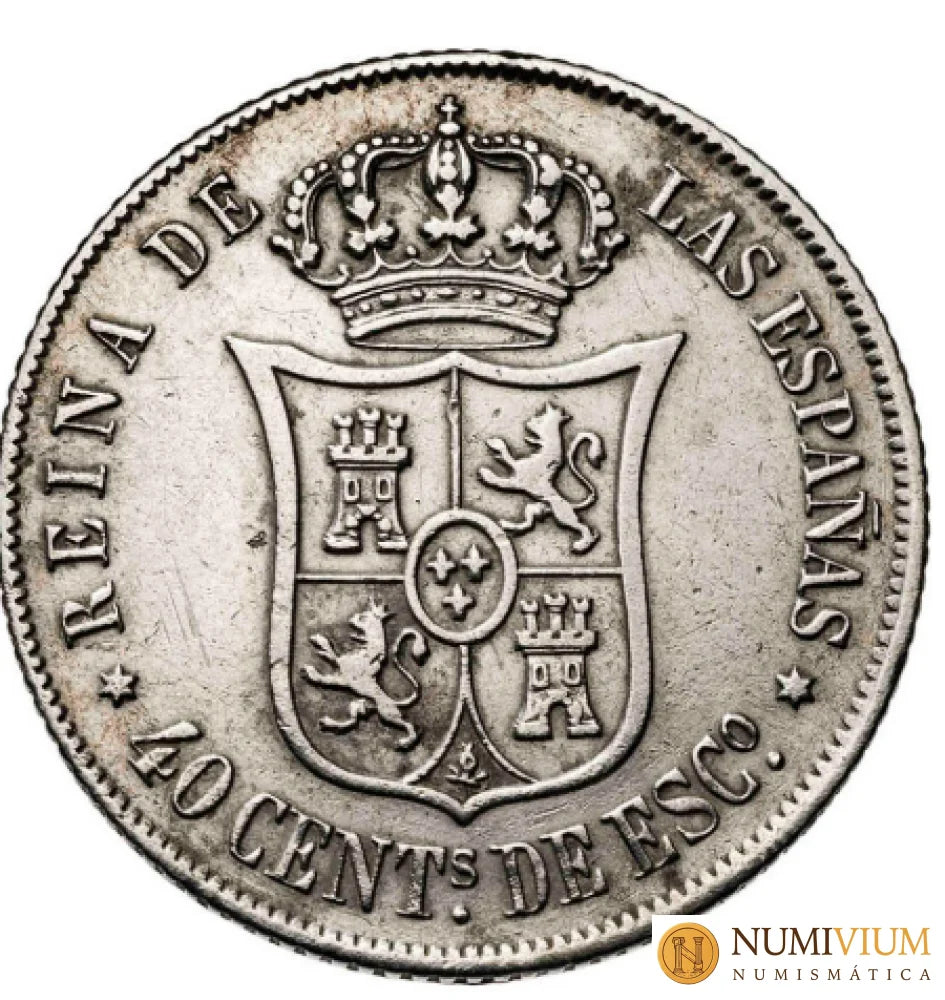 1866. Isabel II. Madrid. 40 céntimos de escudo. MBC Moneda histórica
