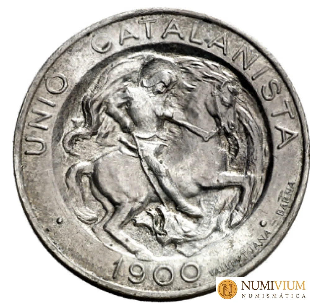 1900. Unió Catalanista. Barcelona. Vallmitjana. 1 peseta. Plata. Bella. EBC+ 1 peseta