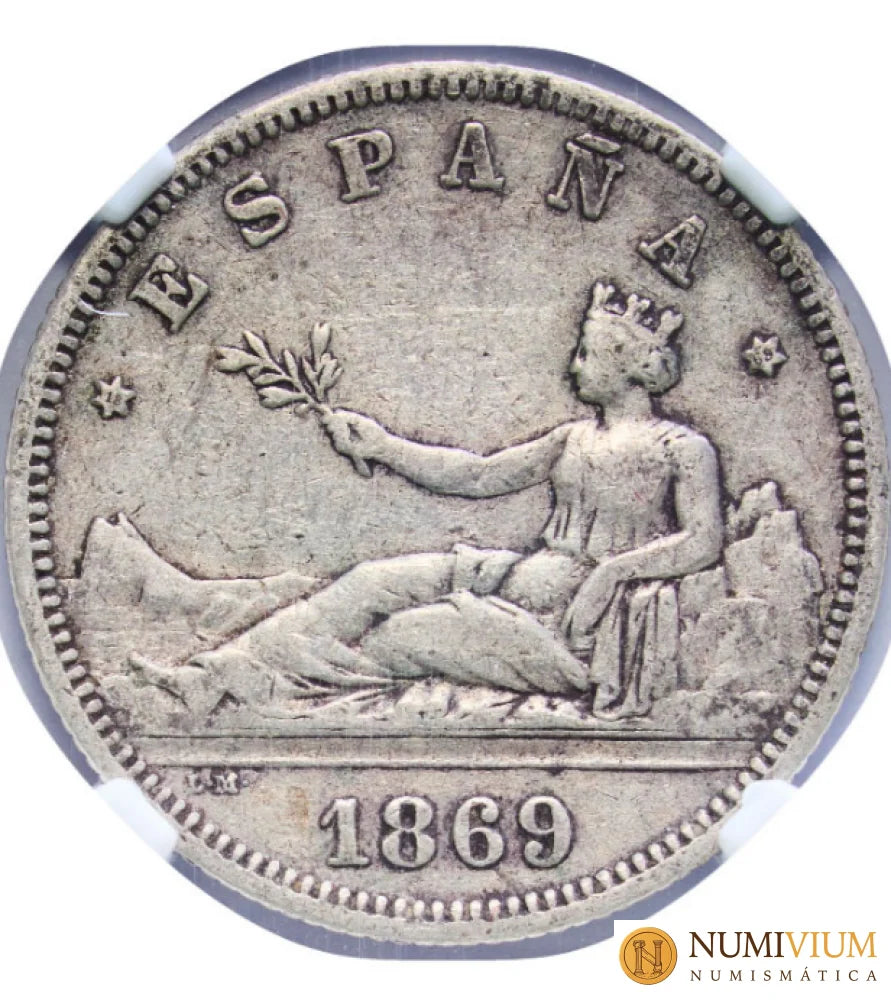 2 Pesetas 1869 (Estrellas 18-68). SNM. Encapsulada como XF45 (EBC) Peseta