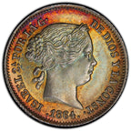 Isabel II. 1 Real de 1864 Sevilla. Encapsulado M64. Sin Circular. Pop Top Preciosa pátina.