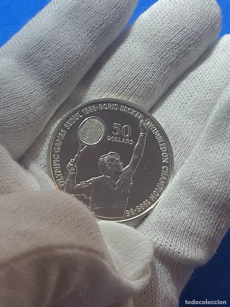 Nueva Zelanda 1987 50 dólares – Isabel II (Boris Becker) Plata Proof