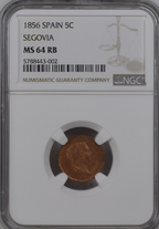 Isabel II. Segovia 1856. 5 Céntimos de real. SC. Escasa así.