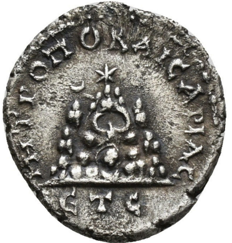 Caracalla (César, 196–198). Dracma. Capadocia. Cesarea. Año 5 del reinado de Septimio Severo.