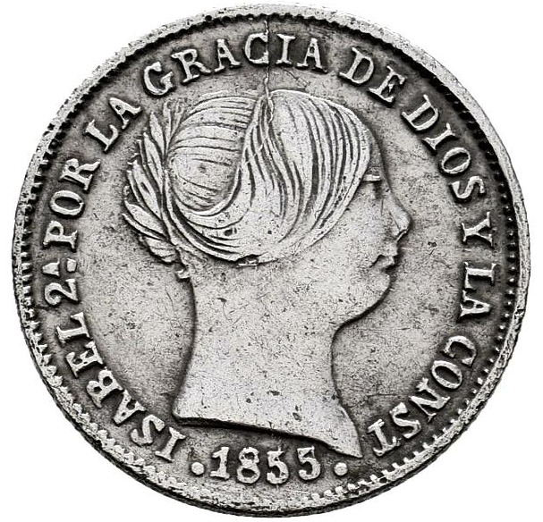 Isabella II (1833-1868). 1 real. Seville 1855. (Cal-325). MBC