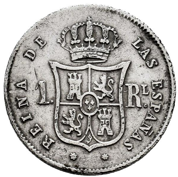 Isabella II (1833-1868). 1 real. Seville 1855. (Cal-325). MBC