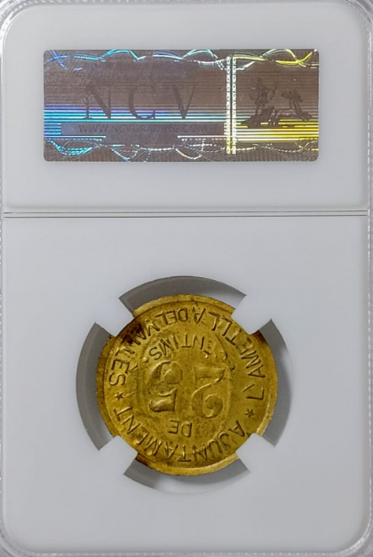 Ayuntamiento de L'Ametlla del Vallés (Barcelona). 25 céntimos. Escasa. Encapsulada. VF35