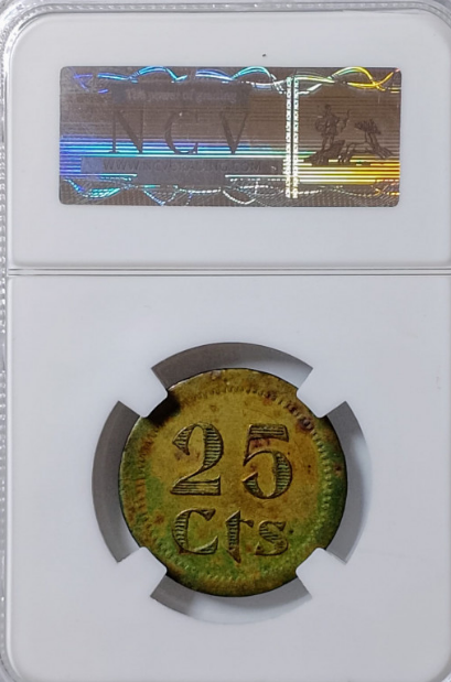 Ayuntamiento de Puebla de Cazalla (Sevilla). Bando Nacional. 25 céntimos. Rara. Encapsulada