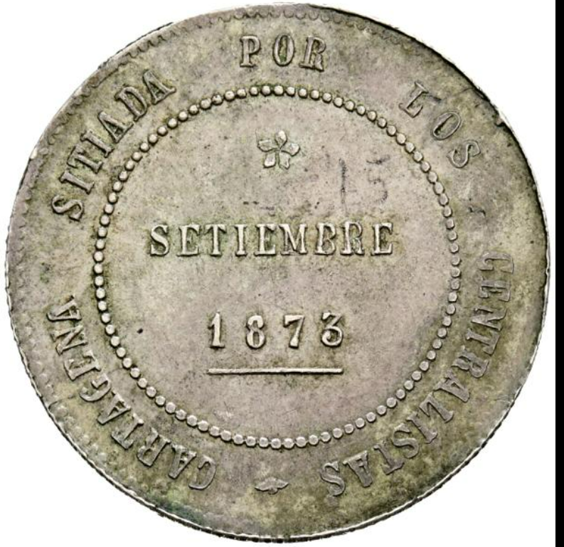 REVOLUCIÓN CANTONAL (1873-1874). 5 Pesetas. 1873. Cartagena.
