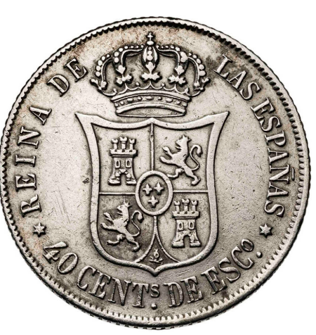 1866. Isabel II. Madrid. 40 céntimos de escudo. MBC
