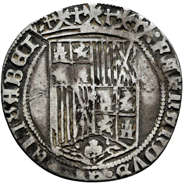 Fernando e Isabel (1474-1504). 1 real. Sevilla. Variante. Tipo escaso.