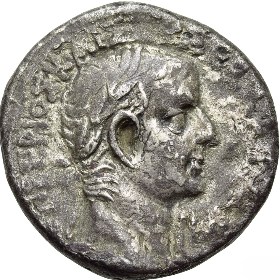 TIBERIO con Divus Augusto (14-37 d.C.).EGIPTO. Alejandría. Tetradracma. Fechada año RY 14 (27/28 d.C.). MBC