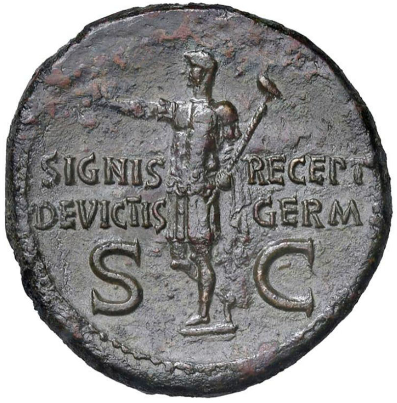 GERMÁNICO (padre de Calígula). Dupondio. Años 37-41 d.C. Muy escasa. MBC