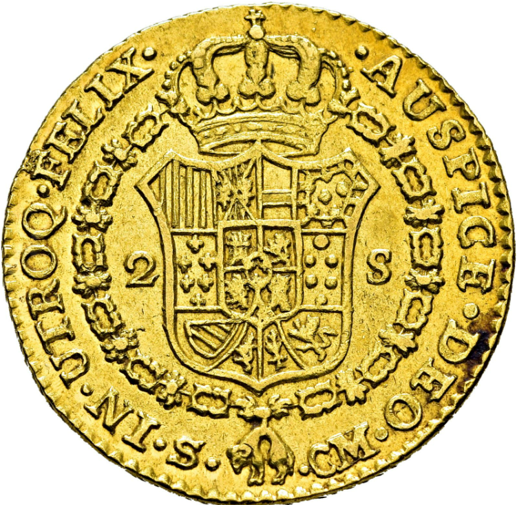 CARLOS III. Sevilla. 2 escudos. 1787. CM sobre CF. MBC+/EBC- Curiosidad ensayador.