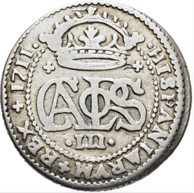 CHARLES III ARCHDUKE. Barcelona. 2 reales. 1711. MBC