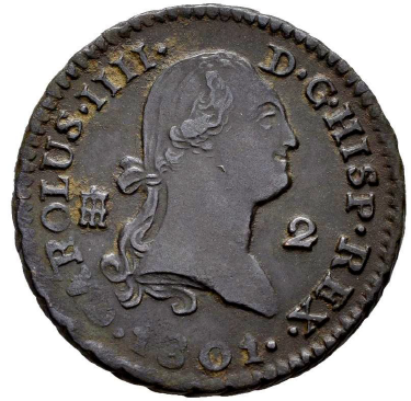 CHARLES IV. 2 Maravedís. 1801. Segovia. MBC+