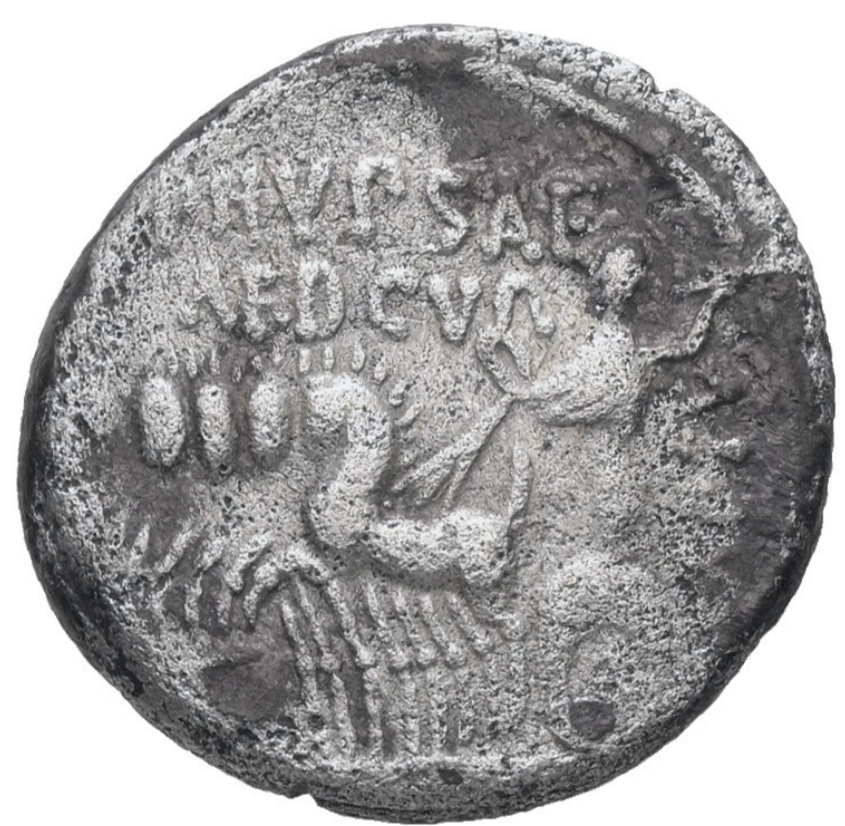 GENS AEMILIA. M. Aemilius Scaurus y Pub. Plautius Hypsaeus, 58 a.C. Denario. Roma