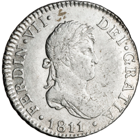 FERNANDO VII. 2 reales. 1811. Cádiz. Marca de ceca grande. MBC