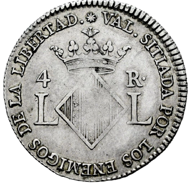 FERNANDO VII (1808-1833). 4 reales. 1823. Valencia. Modulo de 2 reales. MBC+