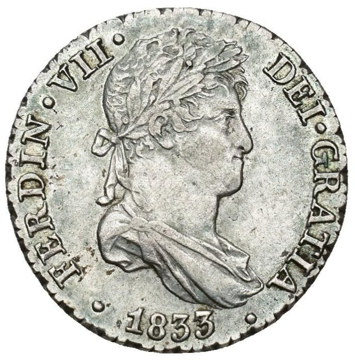 FERNANDO VII. 1 Real. Sevilla. 1833. JB. Pátina. Escasa así. EBC-/MBC+