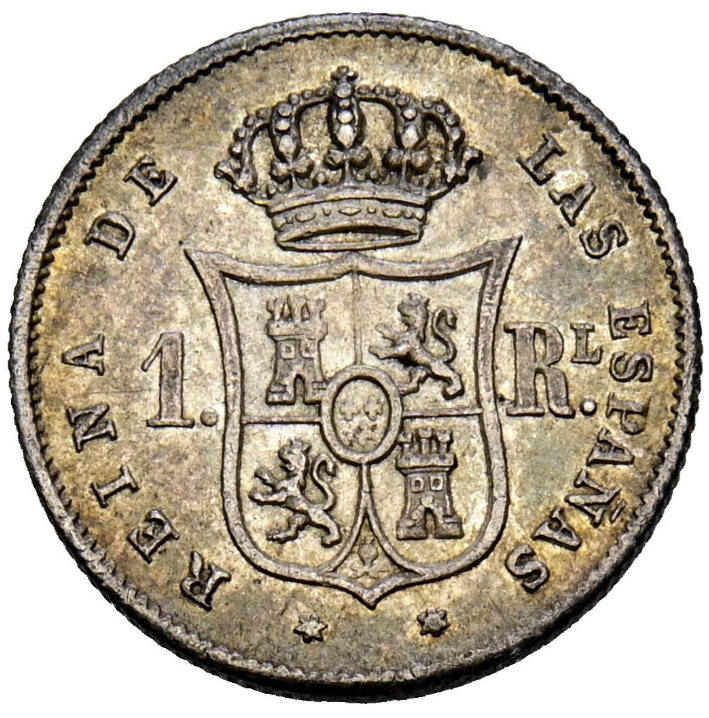 ISABEL II (1833-1868). 1 Real. 1852. Madrid. EF. Patina.