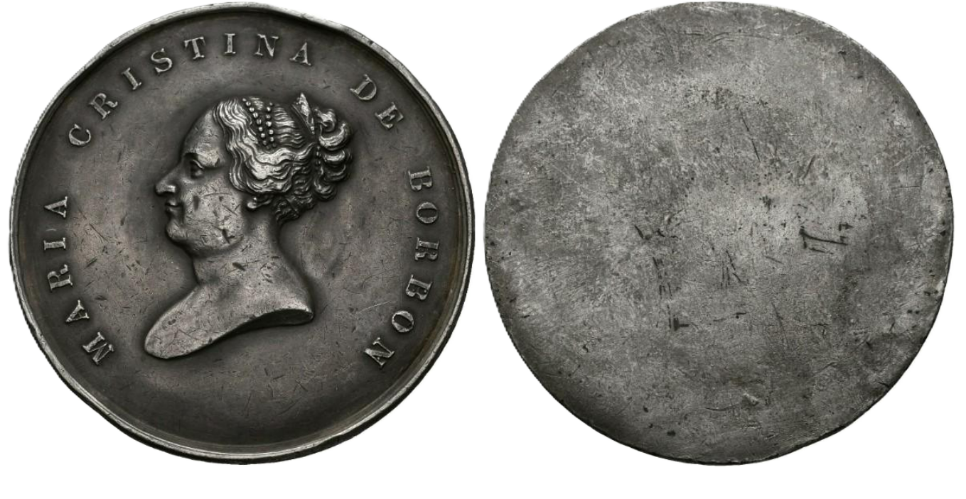 ISABEL II (1833-1868). Regreso de María Cristina de Borbón. 1844. Prueba. MBC+. Muy rara