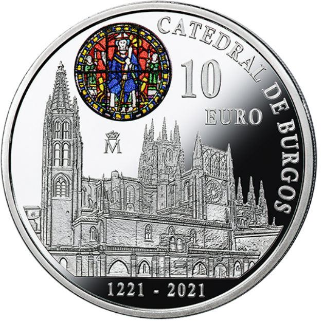 FNMT. 2021. 10€ silver. 800 years of Burgos Cathedral.
