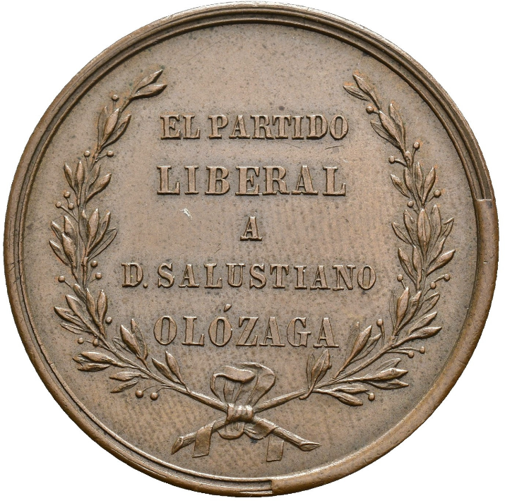 GOBIERNO PROVISIONAL. Medalla. 1868. El partido liberal a D. Salustiano Olózaga. EBC