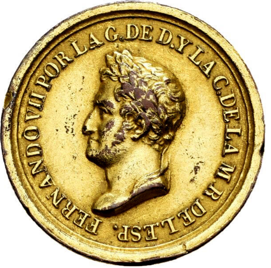 Fernando VII (1808-1833). 1820. Restablecimiento de la Constitución. Rara en este tamaño. MBC+