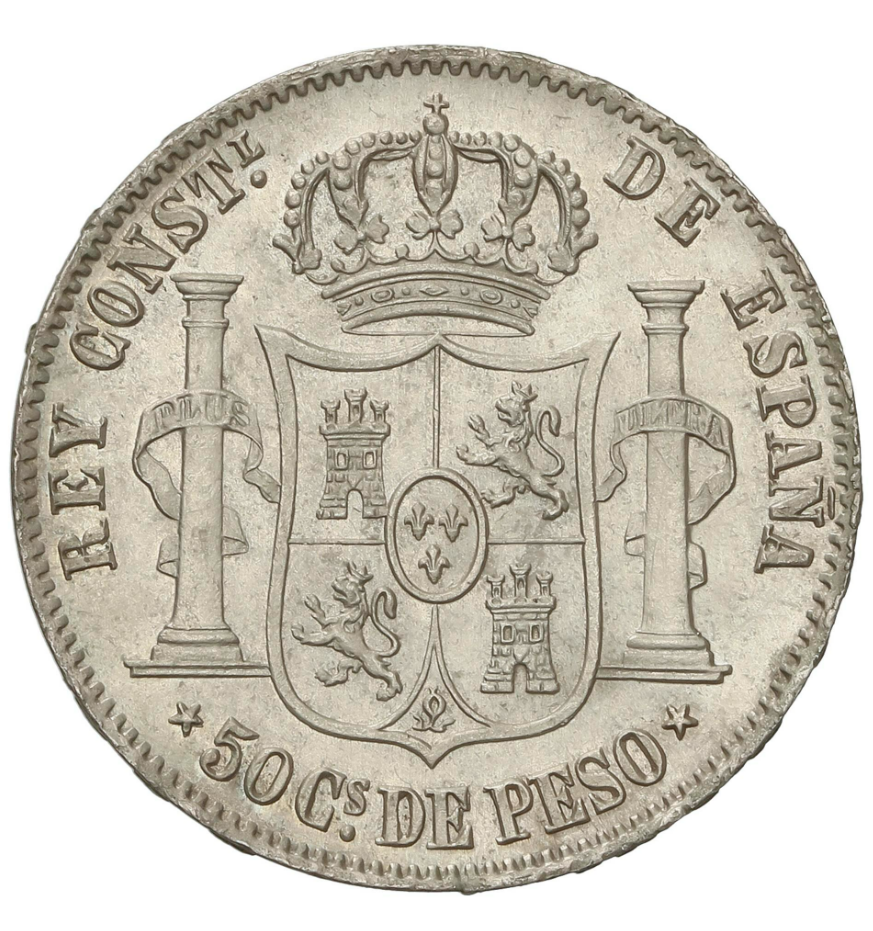 ALFONSO XII. 50 Centavos de Peso. 1885. MANILA. Practicamente Sin Circular