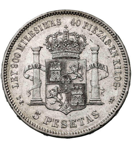 ALFONSO XII. DEM. 5 pesetas. 1876*1876. MBC/MBC+