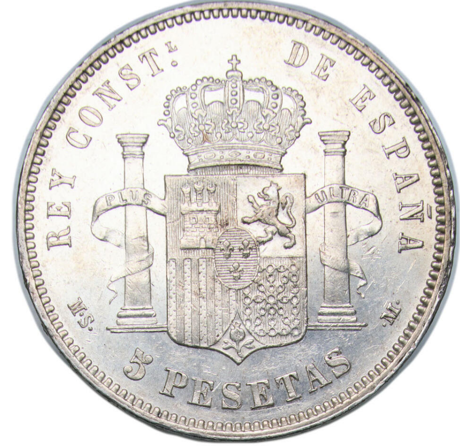 ALFONSO XII. 5 PESETAS. MS M 1883 (*18-83). SC- Brillo original.