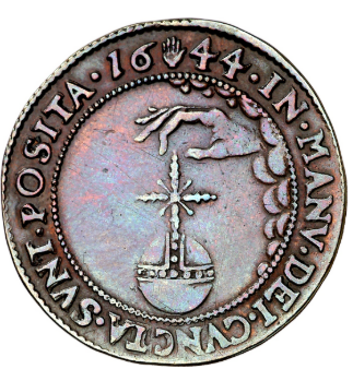 1644. Felipe IV. Amberes. Oficina Imperial de Finanzas. Confianza en Dios. Jetón.