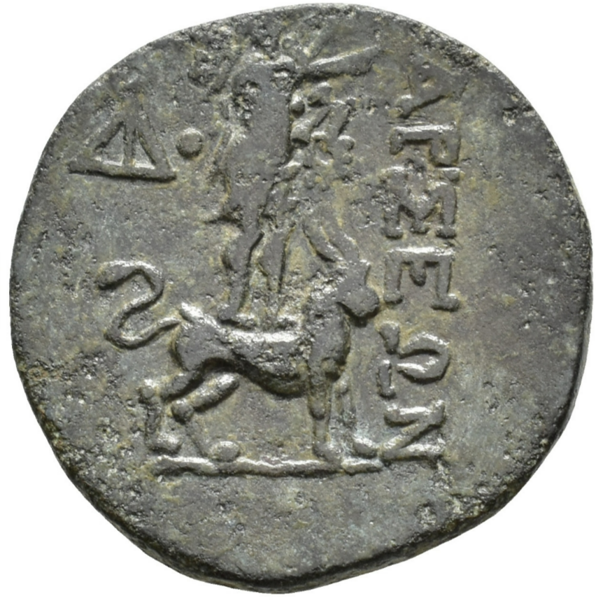 CILICIA. Tarso. Cobre. c. 164–27 a. C.. Diosa Tique y Sandán