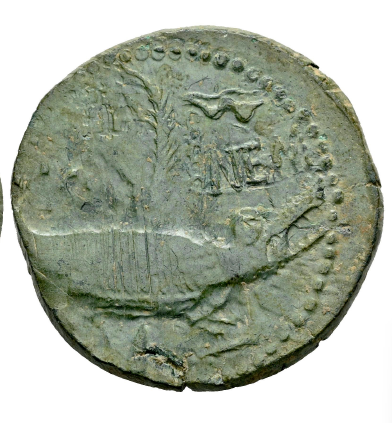 Augusto y Agripa. As. 10-14 d.C. Nemausus, Galia. (Ric-I 159). Preciosa Pátina