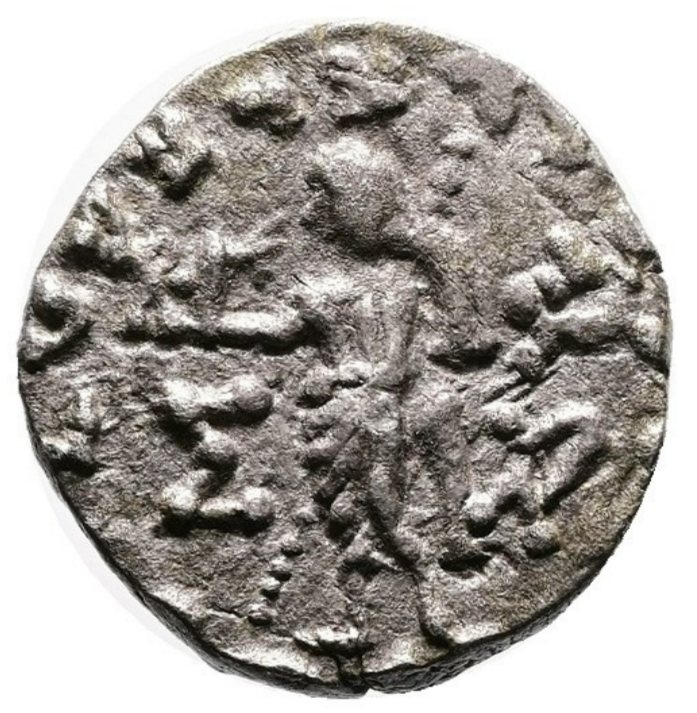 Indo-Escitas. AZES I. Circa 58-12 a.C. Dracma de plata. Rara