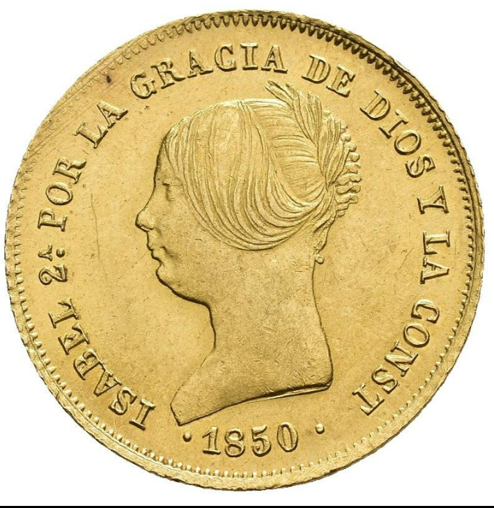 ISABEL II. Doblón de 100 reales. 1850. Madrid. CL. EBC+. Brillo original
