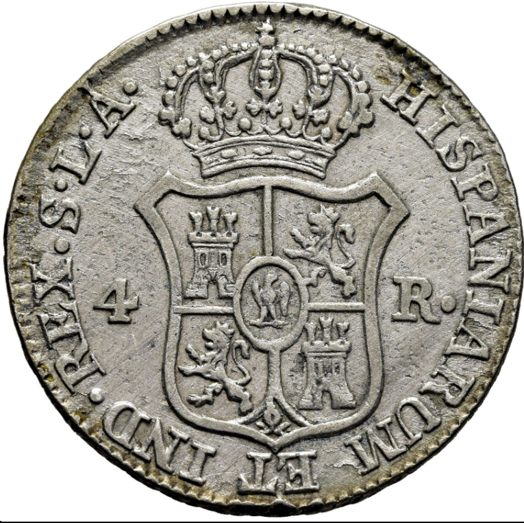 JOSÉ NAPOLEÓN. Sevilla. 4 reales. 1812, Sobrefecha rara