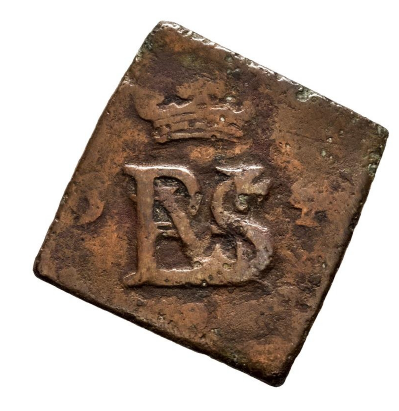 Felipe IV (1621-1665). Cornado. 1654. Pamplona. Cospel cuadrado. Muy rara. MBC-