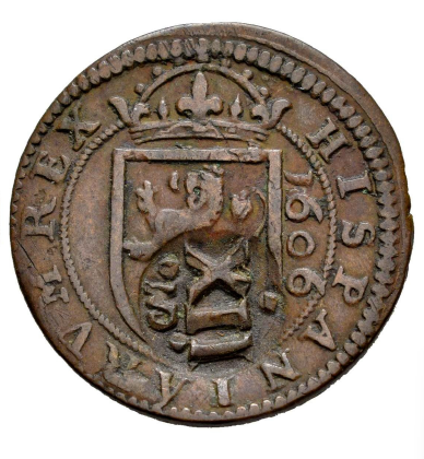 Felipe IV (1621-1665).  Resello de 12 maravedís 1641 Madrid sobre 8 maravedís 1606 Segovia. MBC+.