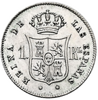 Isabel II (1833-1868). 1 real. Sobrefecha 1860/59. Barcelona. EBC