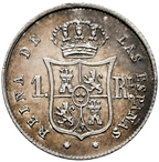 Isabel II (1833-1868). 1 real. Sobrefecha 1855/4. Sevilla. Tono y restos de brillo original. EBC-EBC