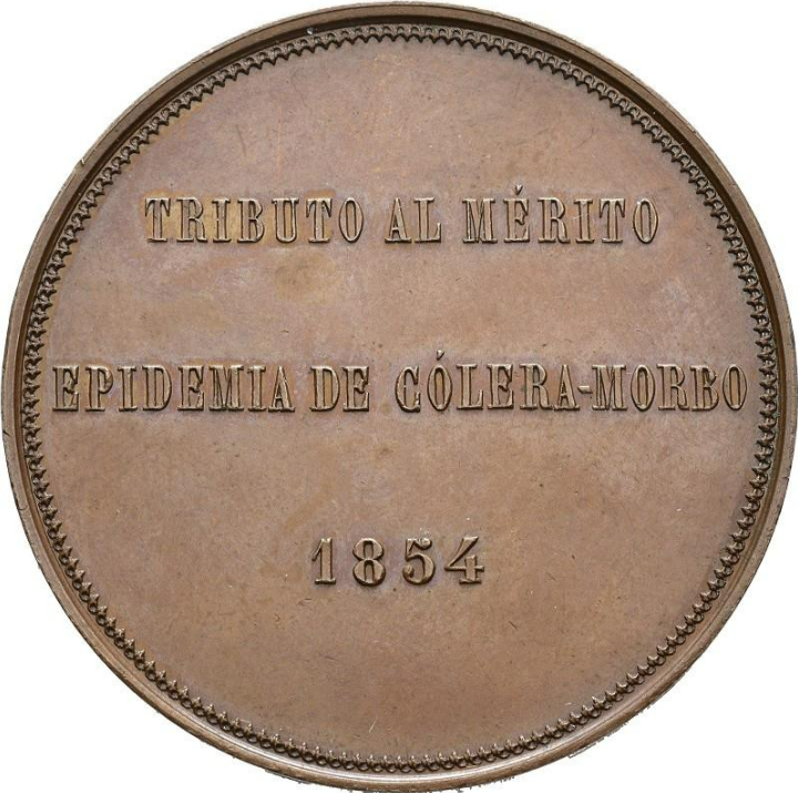 ISABEL II. Medalla. 1854. Ayuntamiento de Bilbao. Epidemia de cólera-morbo. EBC+