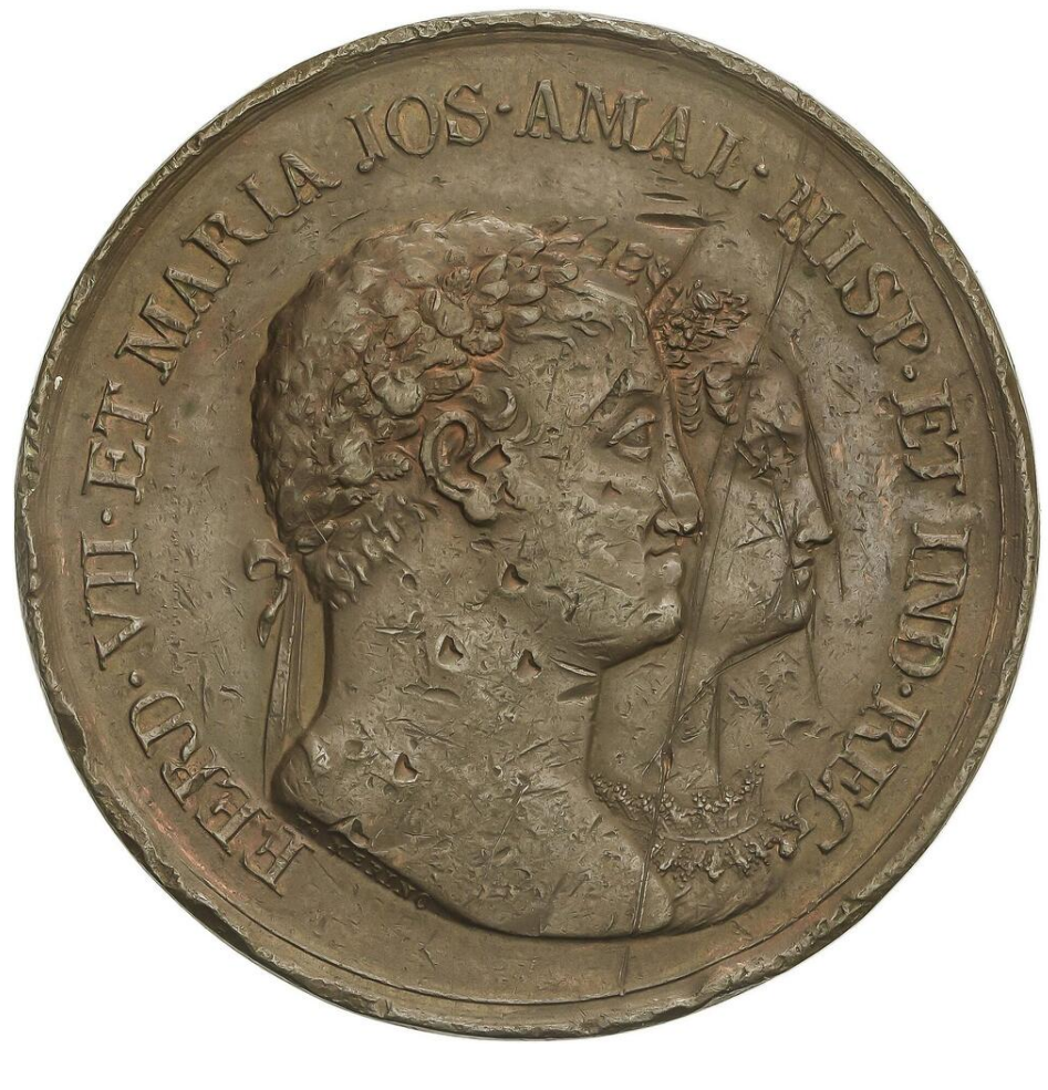 Medalla Las Provincias Bascongadas al matrimonio de Fernando VII y Josefa Amalia de Sajonia. 1819.