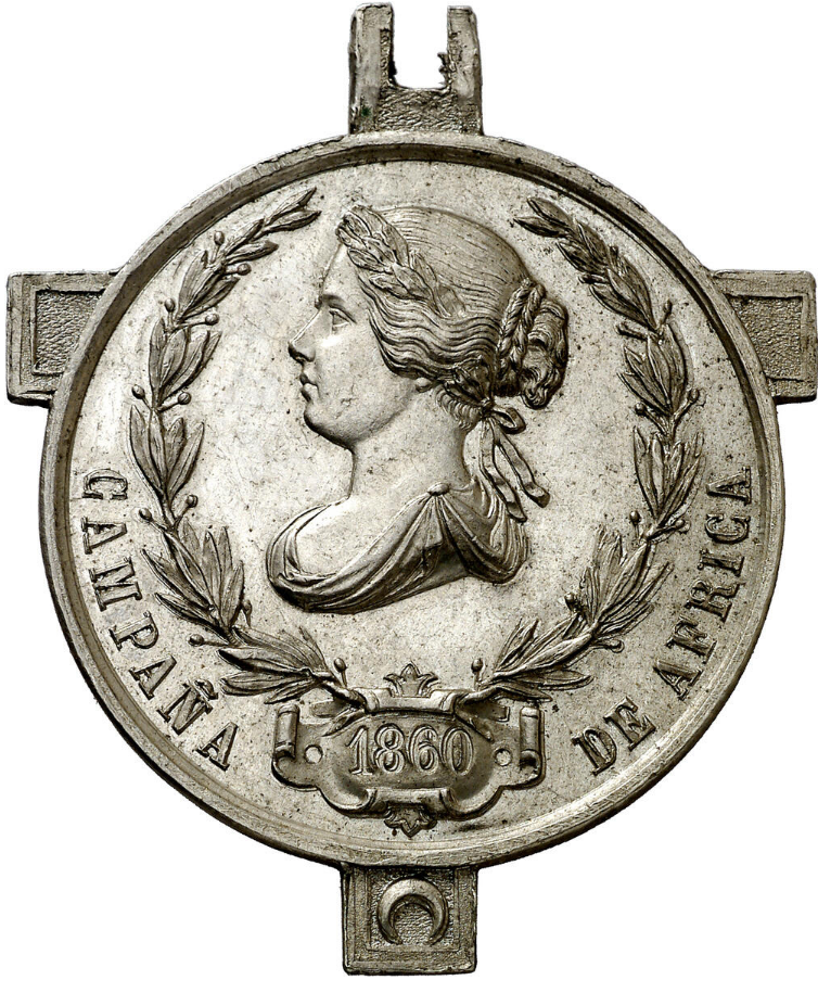 1860. Isabel II. Campaña de África. Medalla de distinción. Escasa. Tetuán.