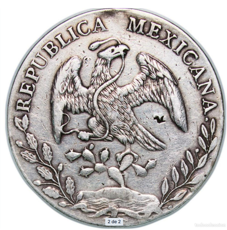 México: 8 Reales de plata de 1888. Ceca de México City. Resello.