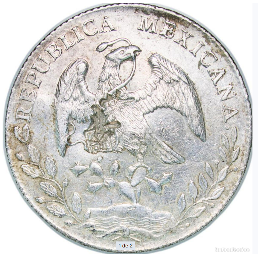 México: 8 Reales de plata de 1888. Zacatecas. Resello.