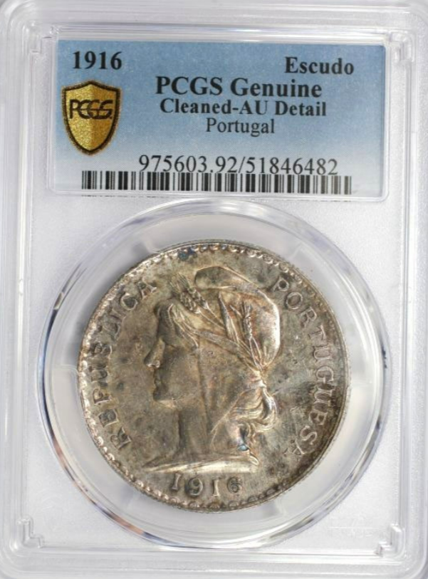 Portugal. 1 Escudo 1916. Encapsulado por PCGS