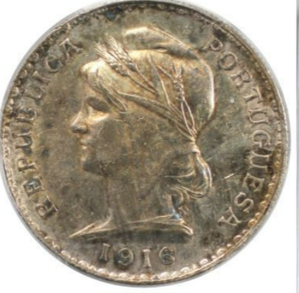 Portugal. 1 Escudo 1916. Encapsulado por PCGS
