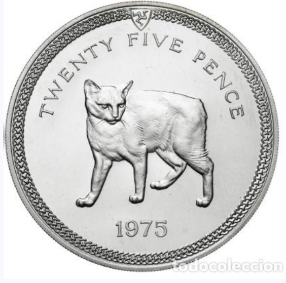 Plata de inversión (calidad PROOF). Isla de Man. 1975. Isabel II. 25 peniques.28,70 gramos