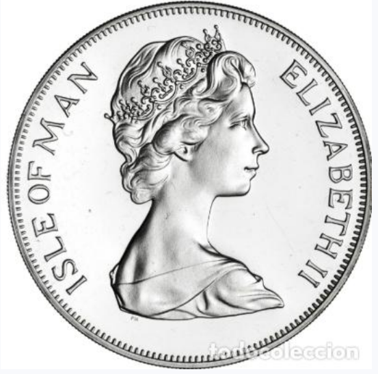Plata de inversión (calidad PROOF). Isla de Man. 1975. Isabel II. 25 peniques.28,70 gramos